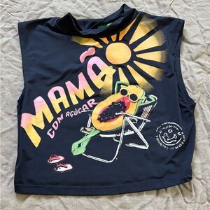 FARM Rio Black Muscle Tee with Colorful Graphic